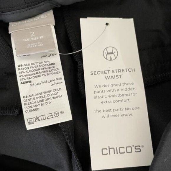NWT Chico's Size 2 L x 24" Black Secret Stretch Straight Leg Crop Pants $79.50 - Picture 5 of 7